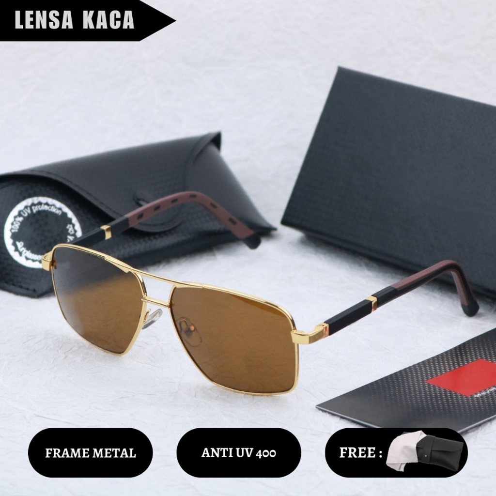 【Free Dompet&Lap】COD-【RB9713】Kacamata Hitam Matahari Anti UV Kacamata Fashion Pria Remaja lansia bis