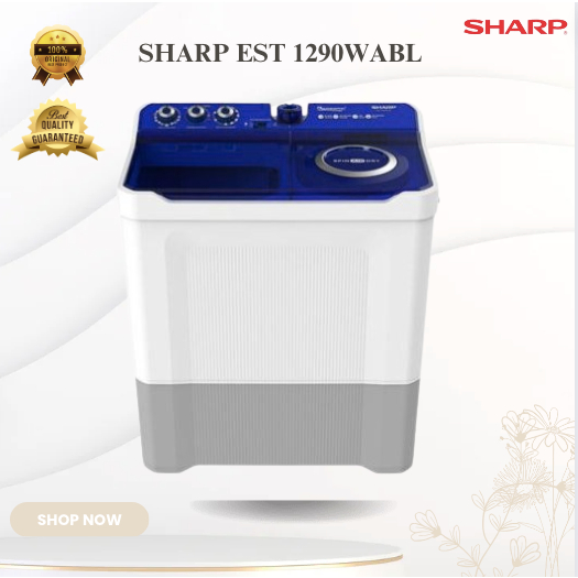 SHARP MESIN CUCI 2 TABUNG EST 1290WABL12 KG/EST-1290WABL/EST 1290WABL/SHARP MESIN CUCI/MESIN CUCI SH