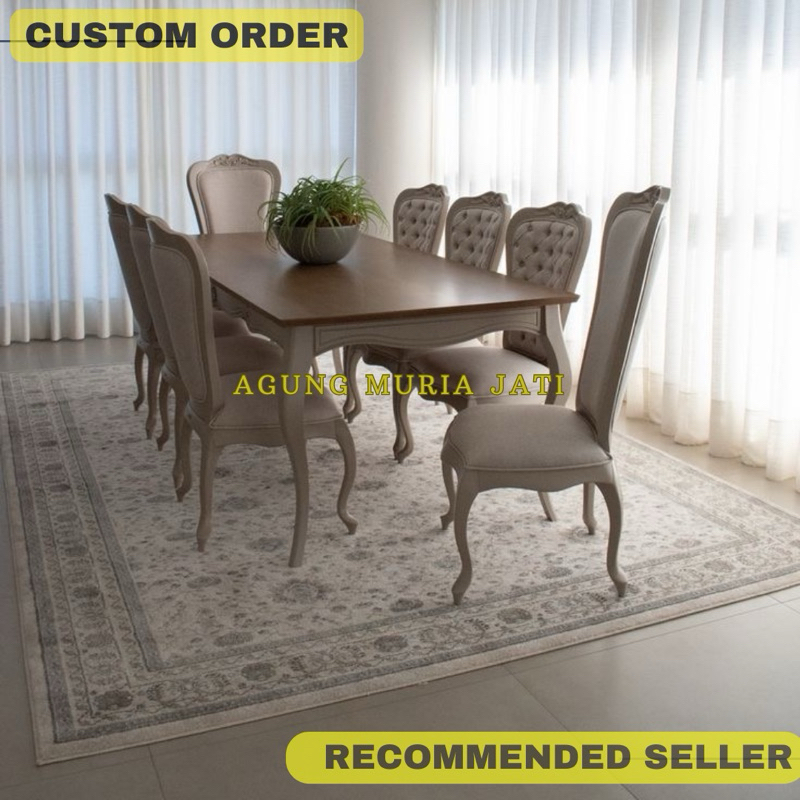 Meja Makan Klasik 8 Kursi Mewah
