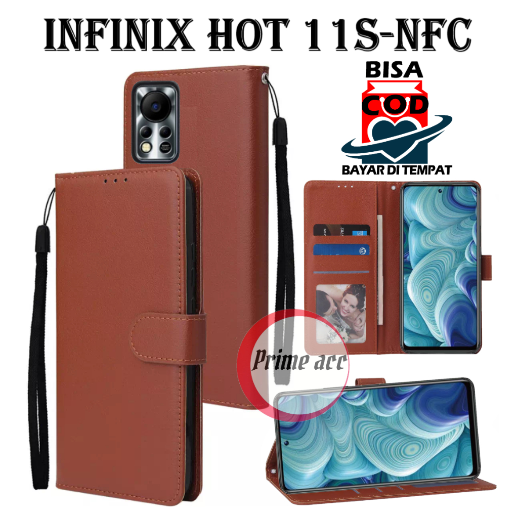 flip case INFINIX HOT 11S NFC casing dompet handphone cover leather case wallet sarung buka tutup