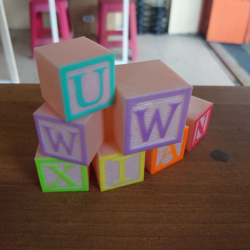 Mainan Balok Huruf Nama Warna Topper kue Ulang Tahun Cake
