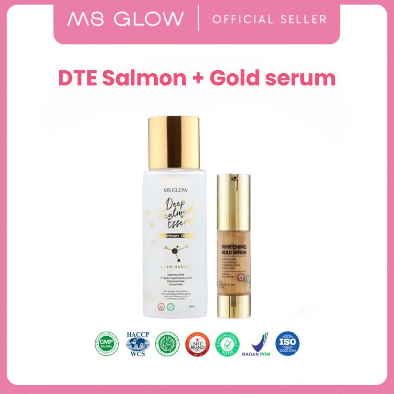 MS Glow - Paket Essence salmon + Gold Serum - Free dark spot serum
