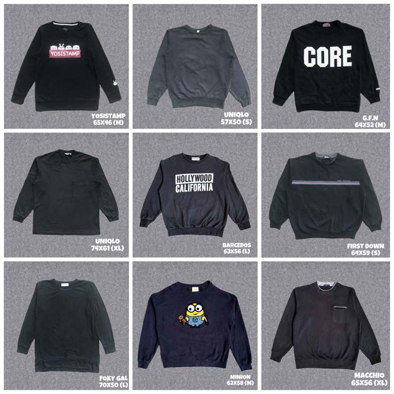 CREWNECK HITAM UNISEX SECOND