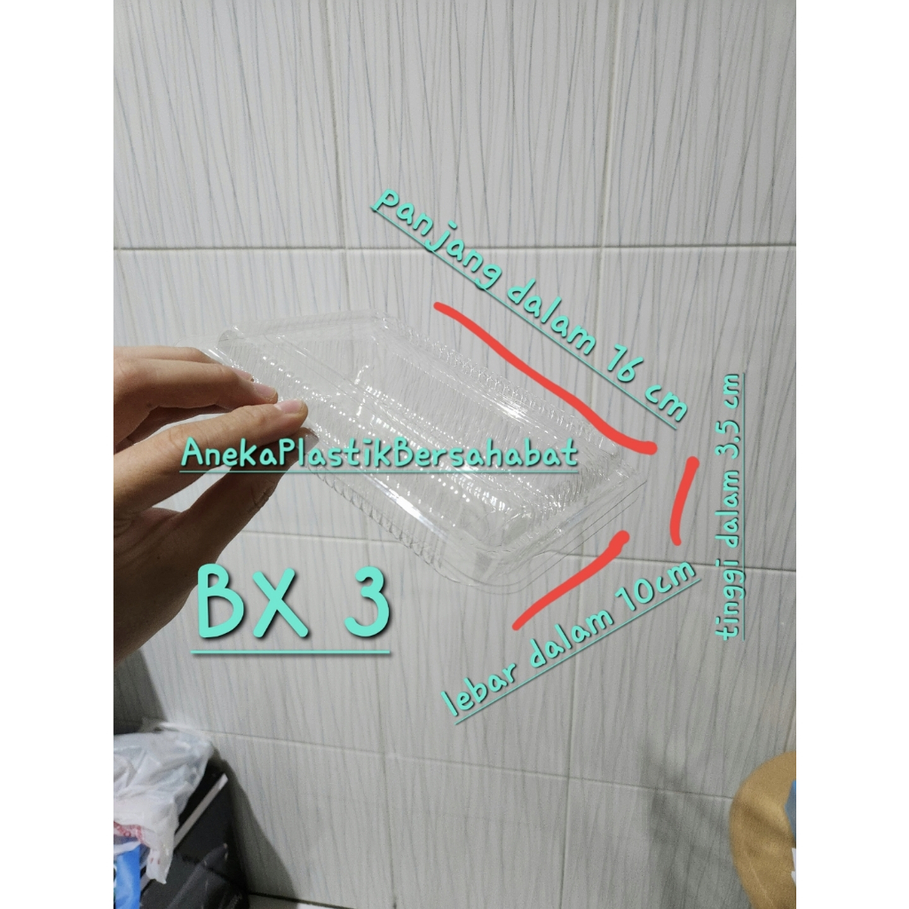 ( 100 pcs ) kotak mika BX 3 / M 5 ( tebal ) makan , kurma , bolu , roti , kue , ikan jumbo BX 3  / M