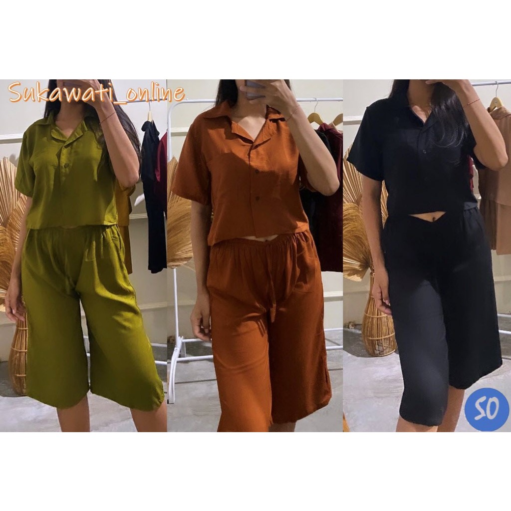 One Set Gauri / Set Rayon Kancing / Set Rayon Polos Bali