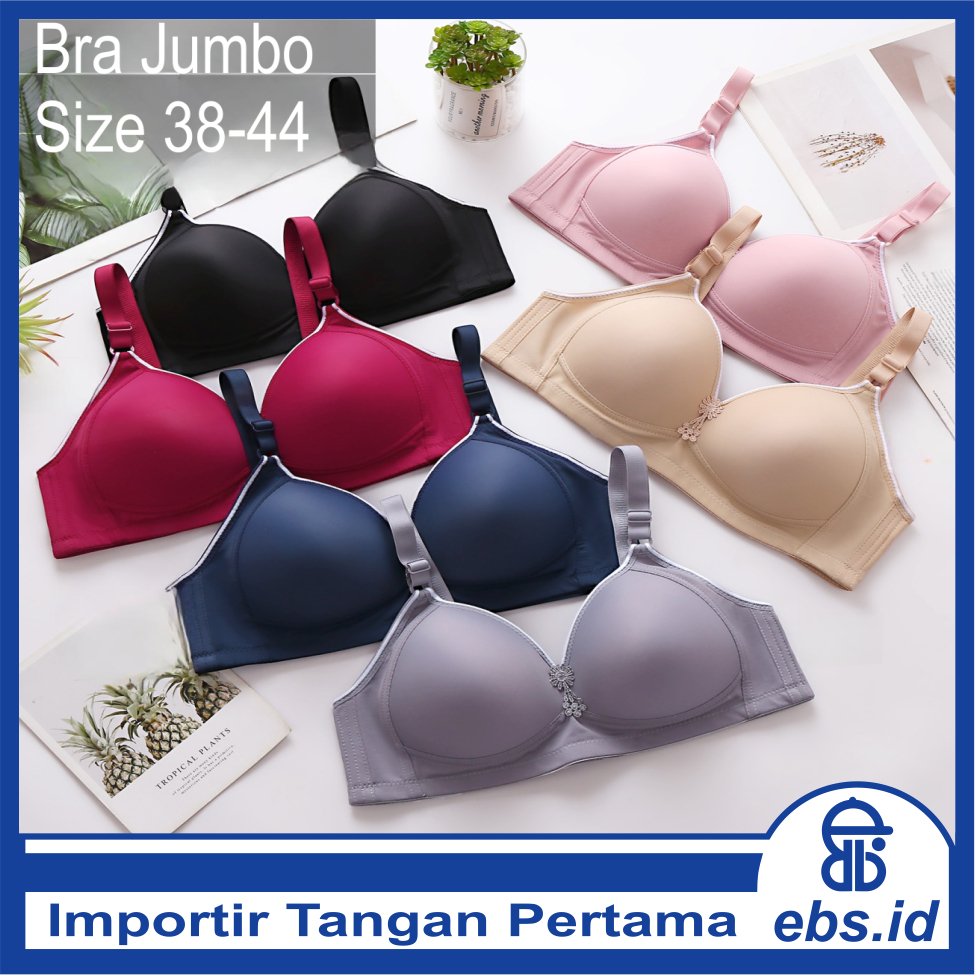 𝗘𝗕𝗦 ✅ PW181 Bra Wanita Jumbo Size 38-44 Fashion Simple Tanpa Kawat Warna Ada Pengait Belakang Korea 