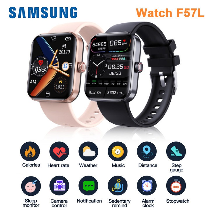 【2024 HOT】Samsung Smartwatch F57L NEW Blood Glucose 1.91 HD inci kalis air IP68 Panggilan BluetoothE