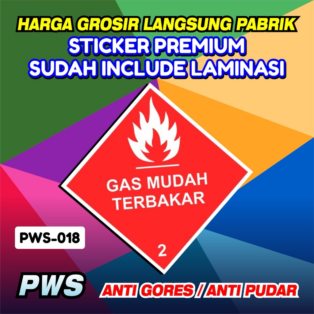 

Stiker 15x15 Safety Sign Gas Mudah Terbakar / Sticker K3 Keselamatan Kerja / Label Stiker Laminasi Printing