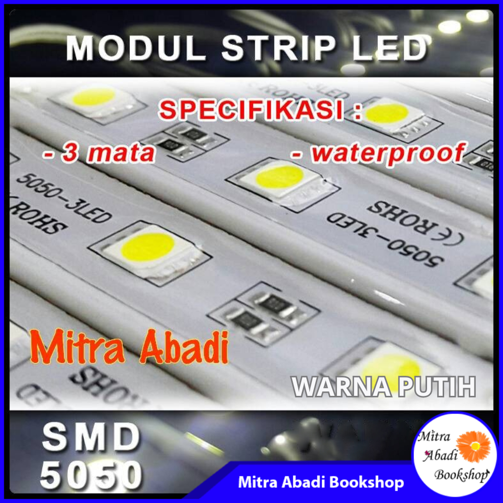 LED Modul 3 Mata Strip SMD 5050 Putih/White DC 12V