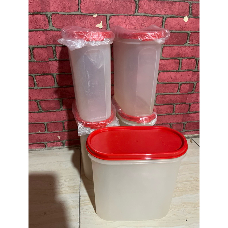 Toples oval gula 1.7lt Tupperware PL second dengan tutup baru