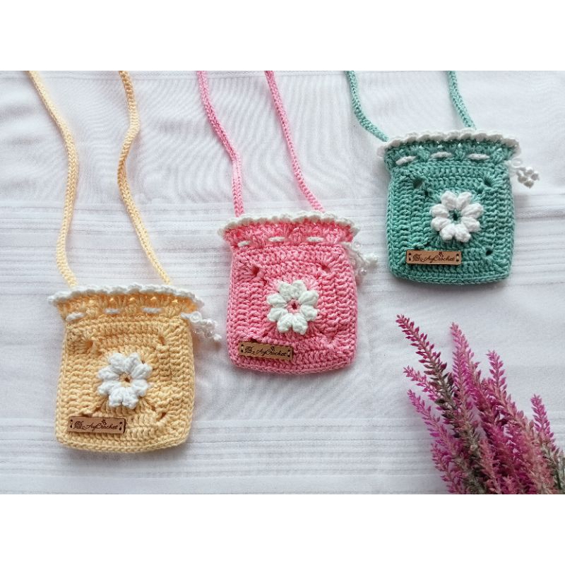 TAS RAJUT ANAK | TAS RAJUT MINI | TAS ANAK-ANAK| TAS SERUT | DRAWSTRING BAG MINI