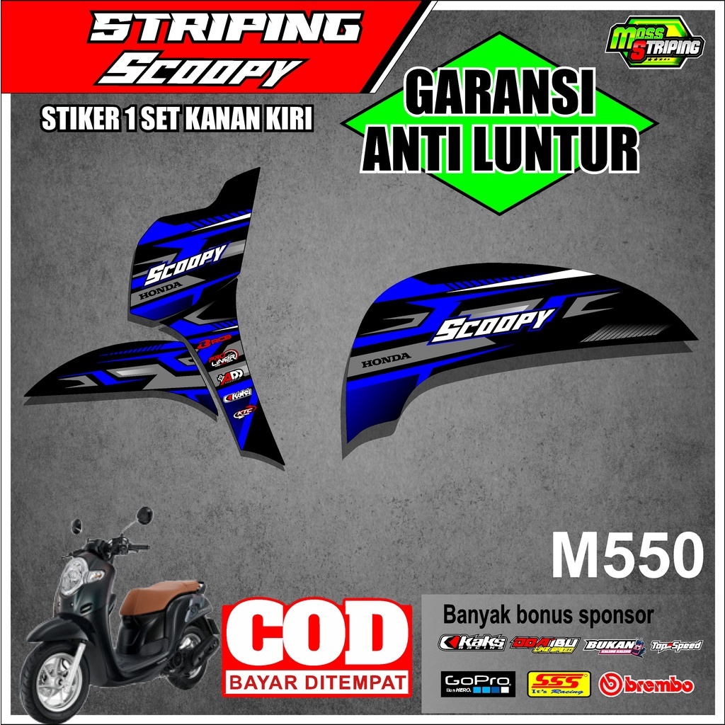 striping stiker motor scoopy 2017 2018 2019 kode m550 - setiker sticker setriping variasi lis akseso