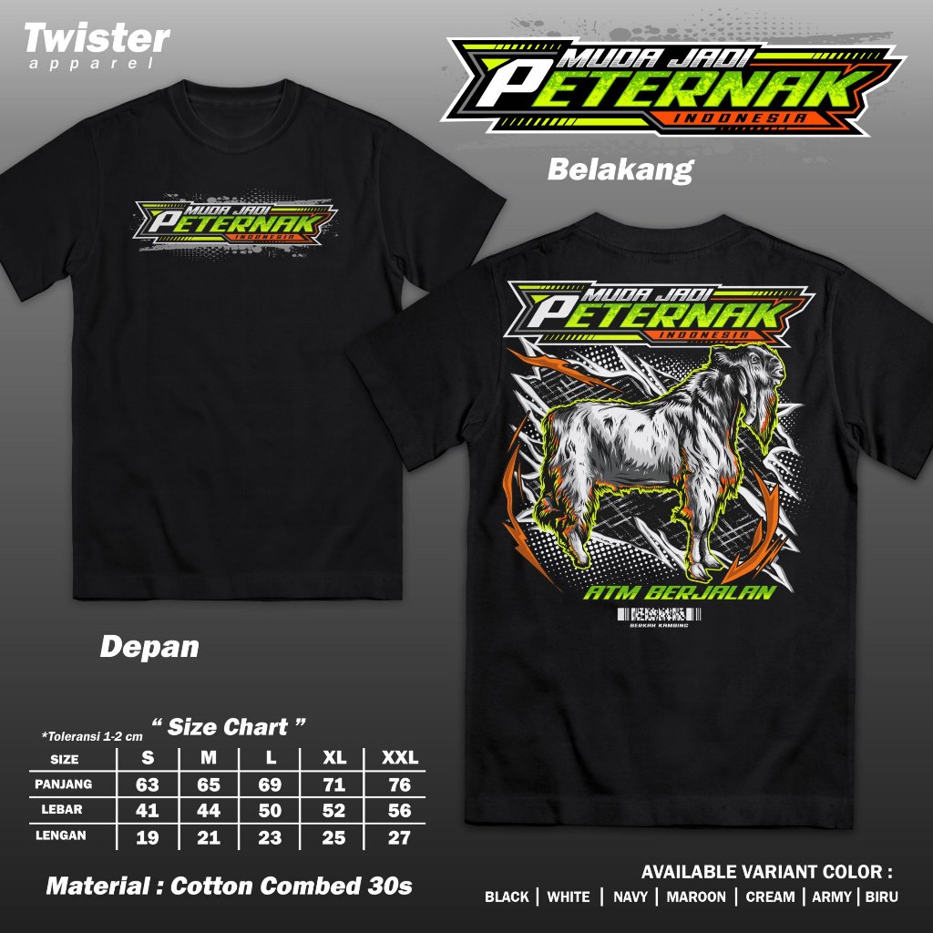 Kaos Peternak Muda Berkah Kambing ATM Berjalan Baju Peternak Muda Milenial Bos Muda Sedulur Tukang N