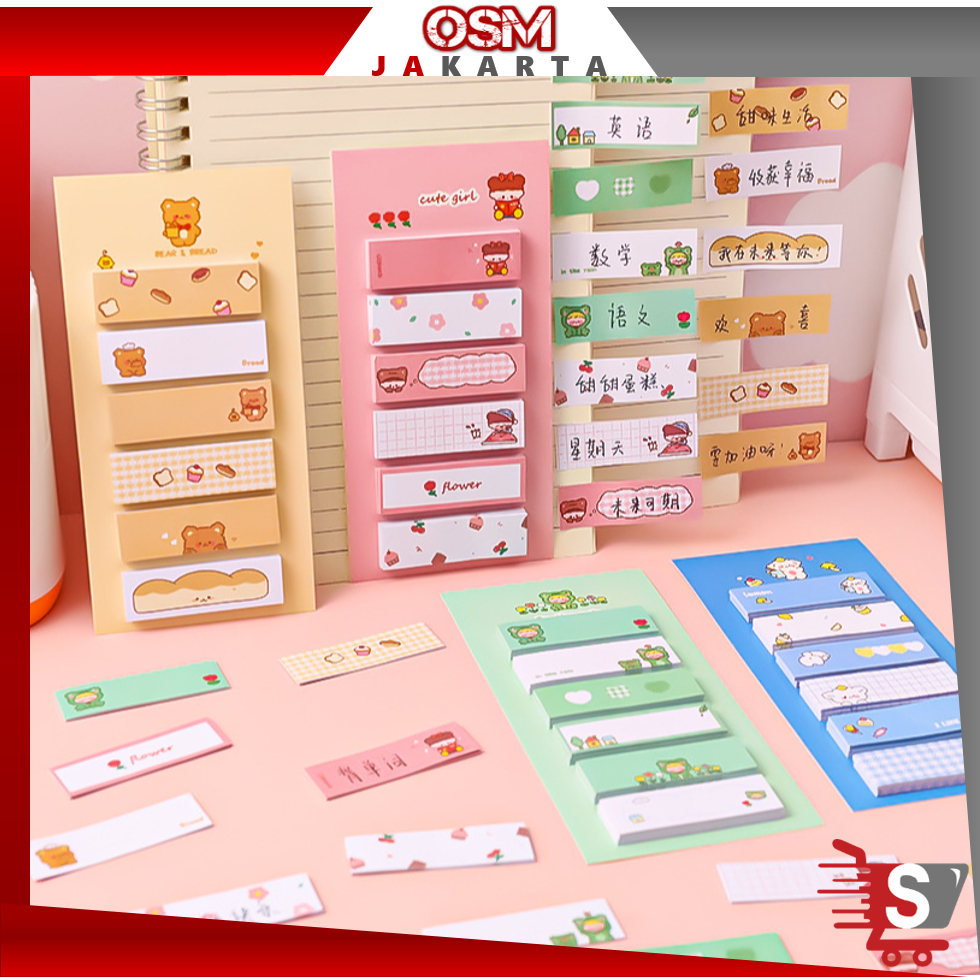 

OSM JKT S6222 Mini Memo Lucu 6 in 1 / Sticky Notes Label Karakter / Penanda Buku Memo Stick / Stationery Memo Pad Convenience Cute