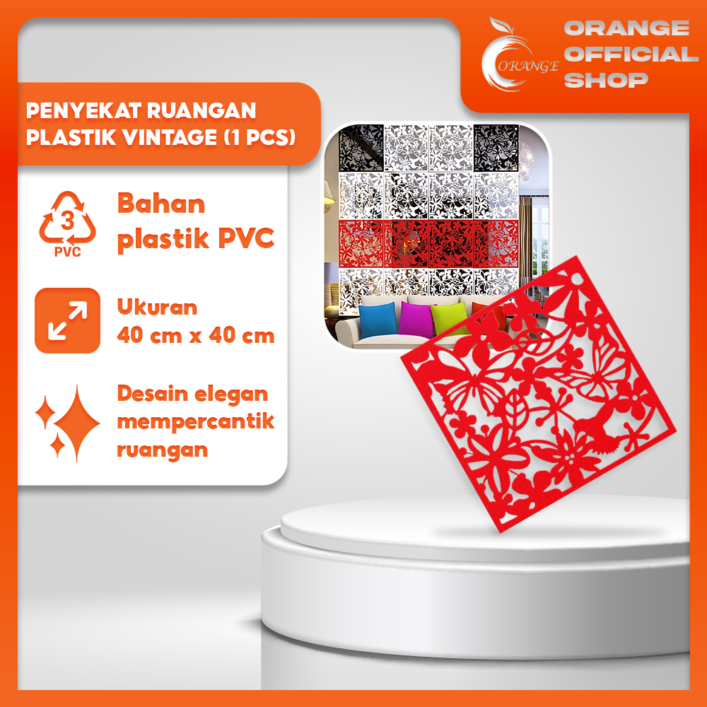 Penyekat Ruangan Plastik Vintage Penyekat Ruangan Minimalis Penyekat Per 1 PCS Warna - Orange_Offici