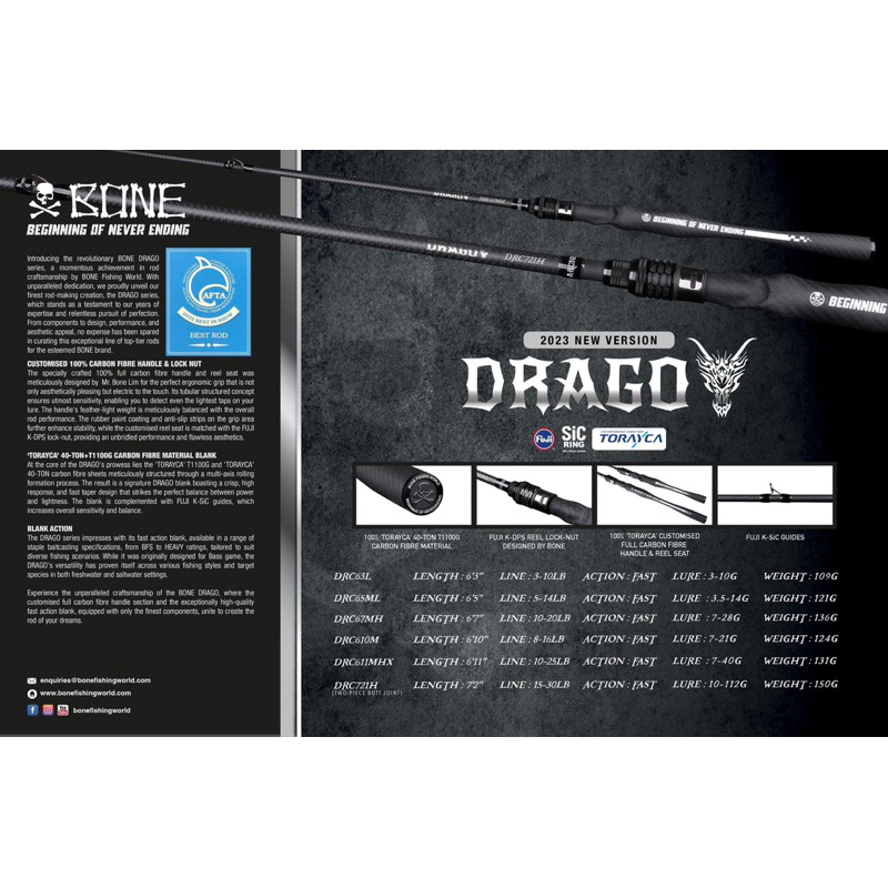 Rod Baitcasting Bone Drago