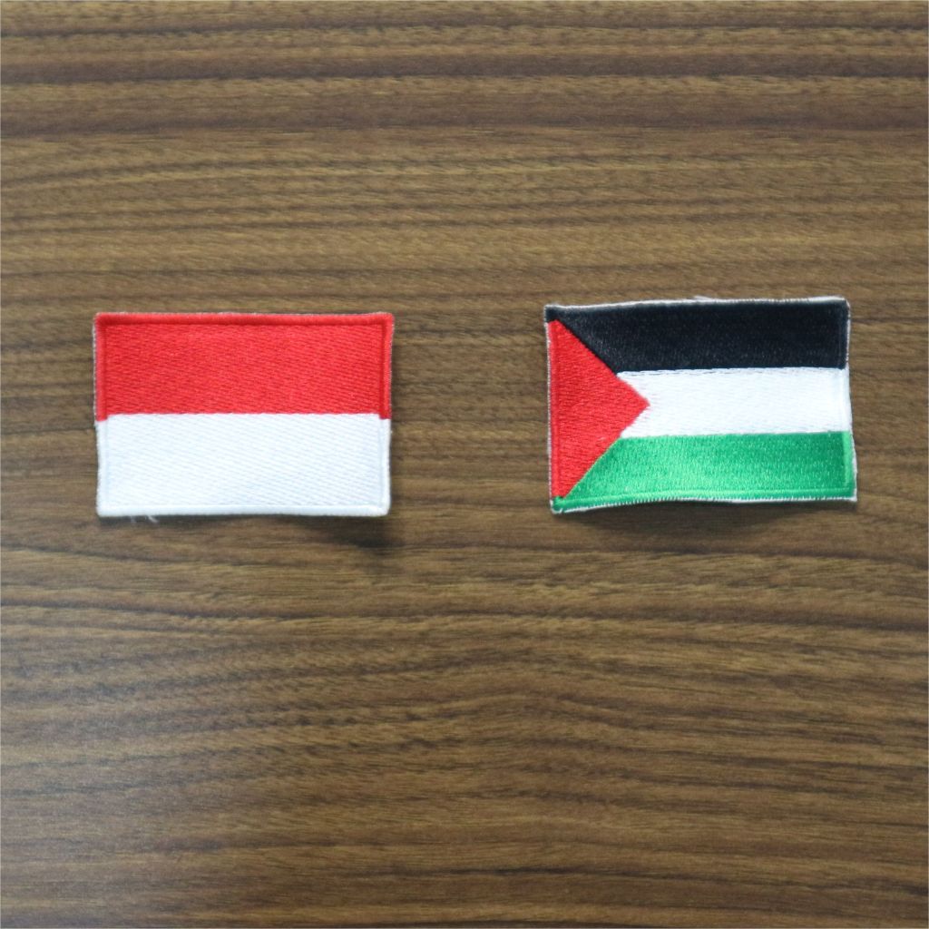 Emblem Patch Bordir Bendera Indonesia & Palestina Tanpa Velcro