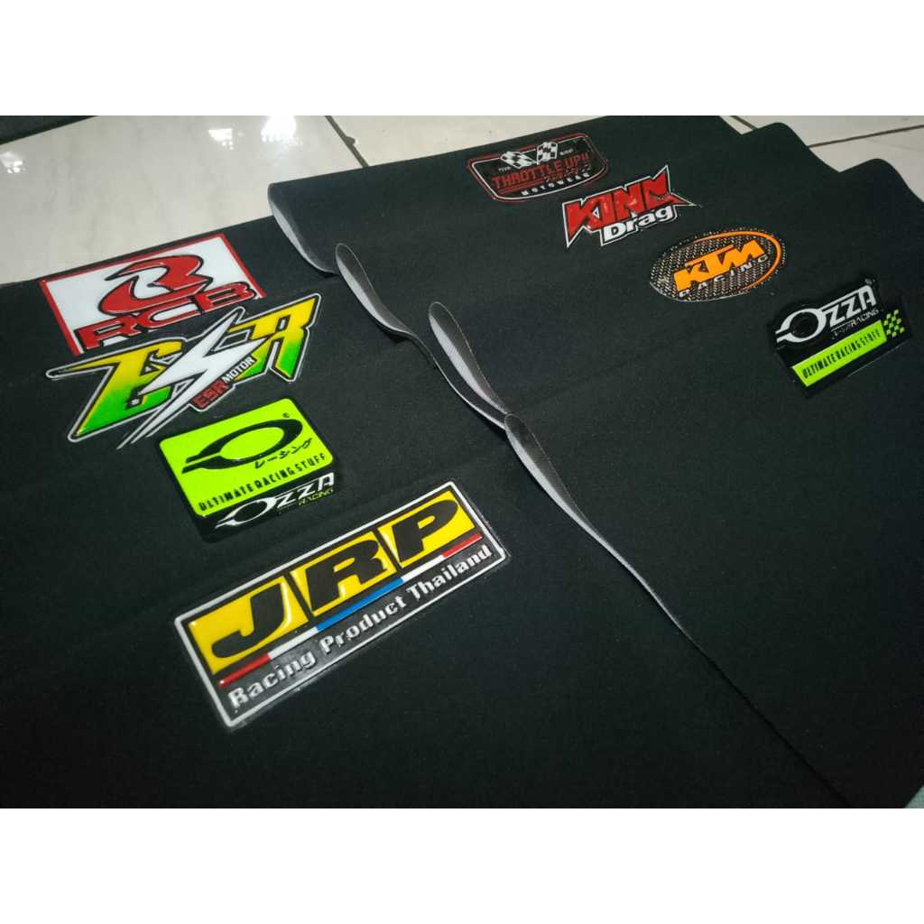 SARUNG JOK MOTOR LOGO MIKA TIMBUL ESR,KING DRAG,JRP,KTM,RCB,THROOTLEUP