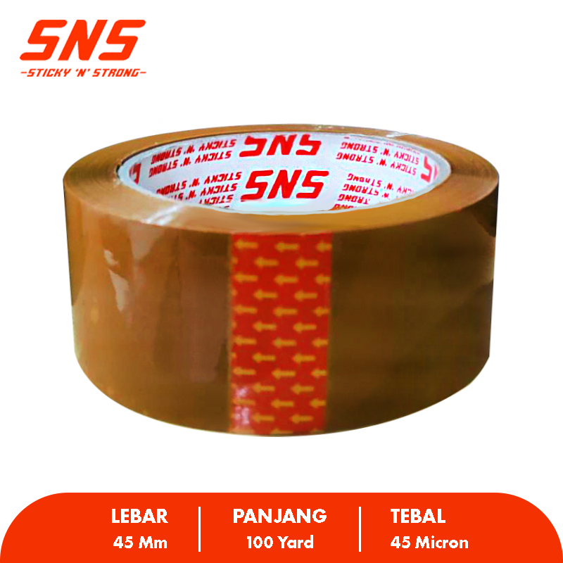 

LAKBAN BENING/COKLAT 100 YARD x 45 MM SNS Sticky N Strong Ekonomis Packing barang