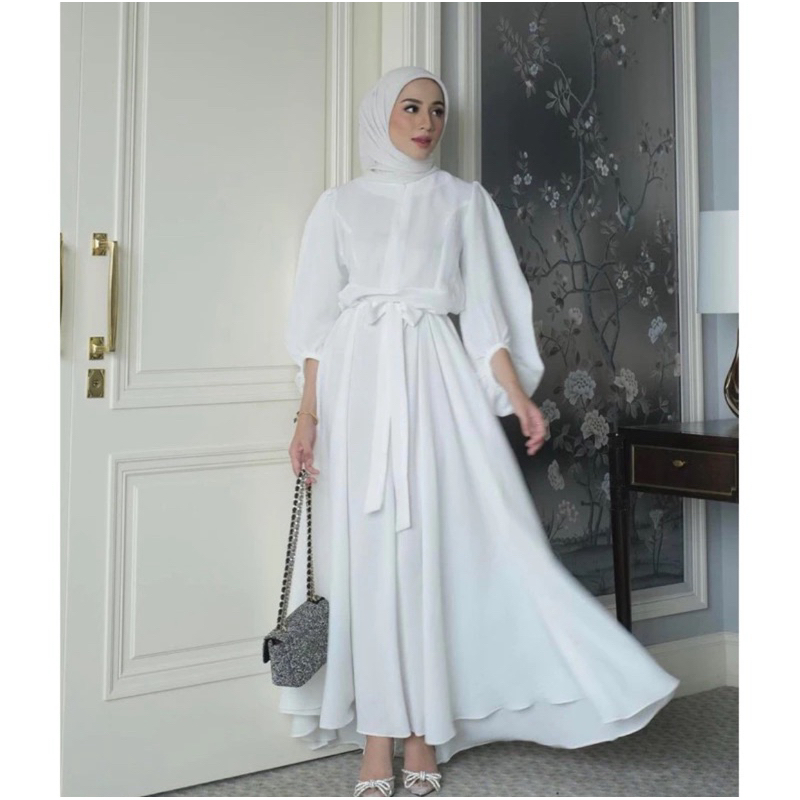 New Inayah dress gonegani white size M ready siap kirim