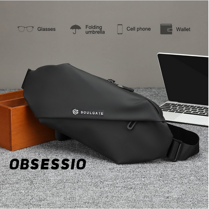 Waistbag Pria Waterproof Premium Original Branded Tas Pinggang Anak Laki Laki Remaja Tahan Air Hitam