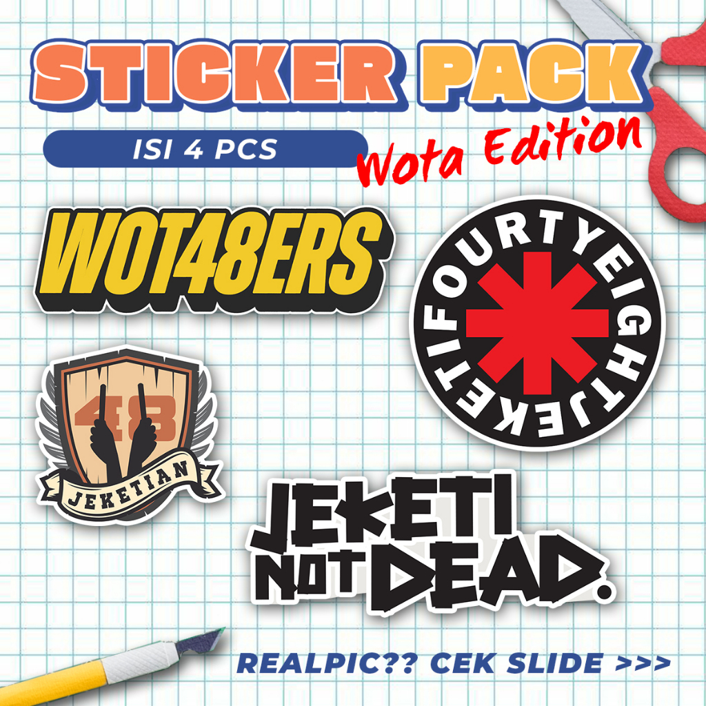 

[ ISI 4 ] STICKER PACK WOTA EDITON JKT48 PREMIUM MENGKILAP TAHAN AIR / STICKER TUMBLER LAPTOP MOTOR GITAR / STIKER