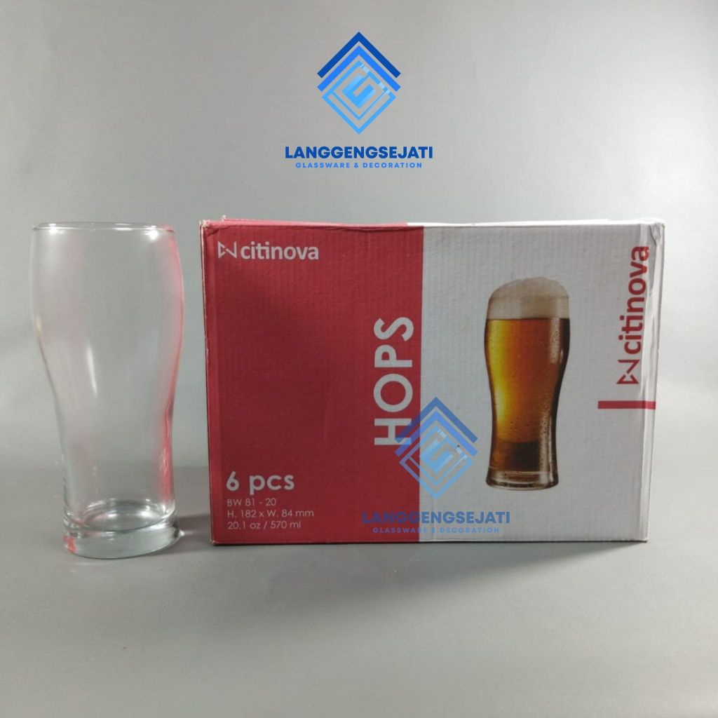 [ 6 PCS ] GELAS CITINOVA HOPS / GELAS BIR / GELAS KACA BESAR / GELAS KACA / GELAS CAFE