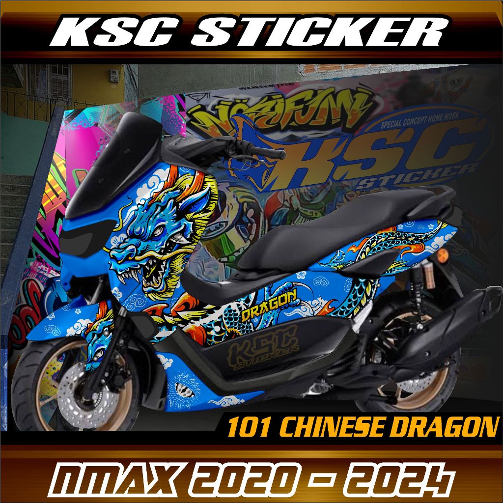 Decal Sticker Yamaha Nmax New 2020 2021 2022 2023 2024 Fullbody Naga Dragon Chinese (KD-101)  Dekal Stiker Nmax 155 new Fullbody 2020 / 2021 / 2022 / 2023 Naga Jepang Japan