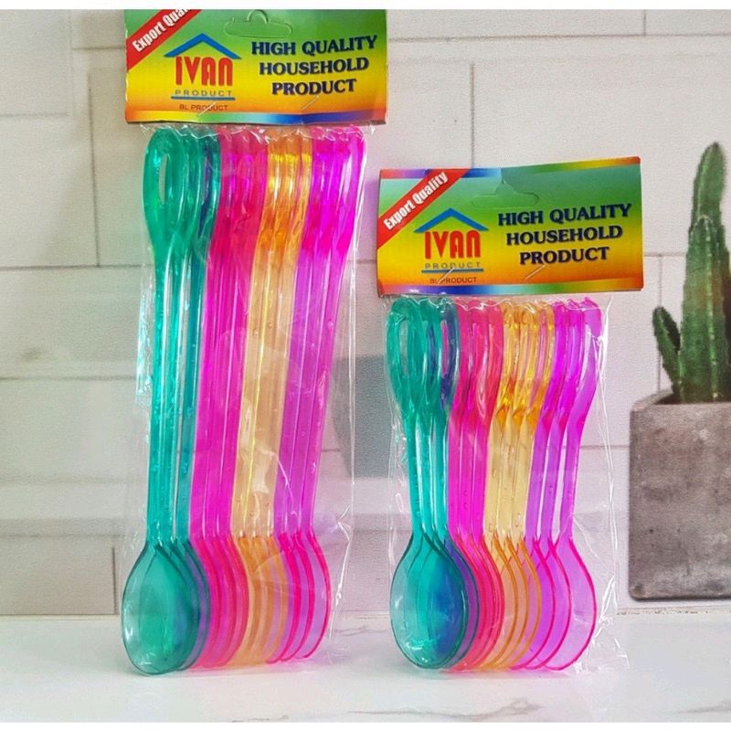 Sendok Es Plastik PelangiPanjang +- 20cm  cocok untuk gelas tinggi