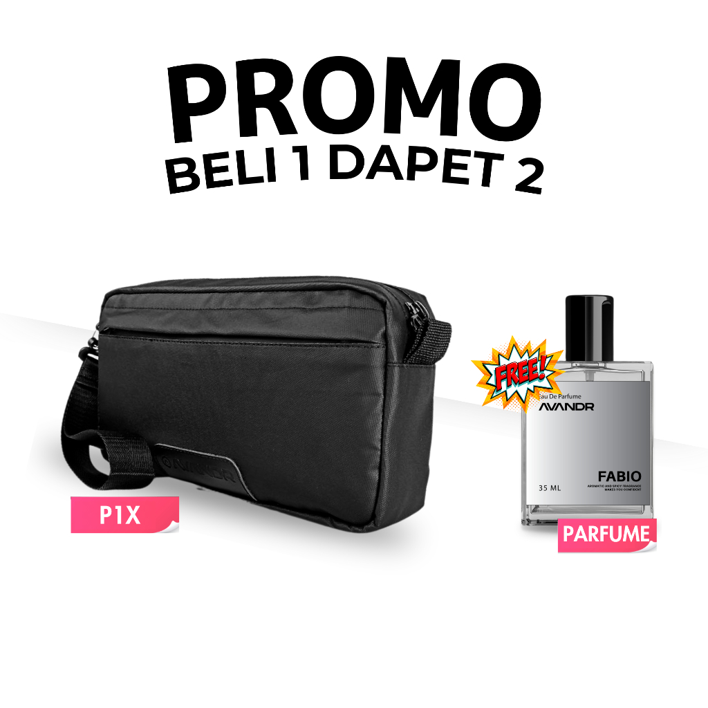 [SPECIAL LIVE] AVANDR Handbag Multifungsi P1X Hitam Beli 1 dapet 2 (P1X + Parfum) Pria Waistbag