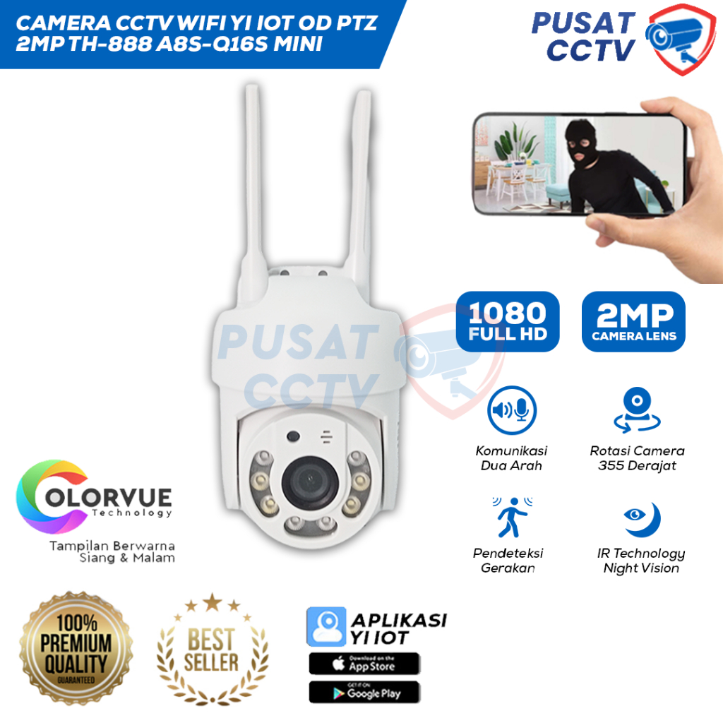 CCTV WIFI CAMERA PTZ OUTDOOR APLIKASI YI IOT || CCTV WIFI SIANG MALAM BERWARNA || CCTV WIFI RESOLUTI