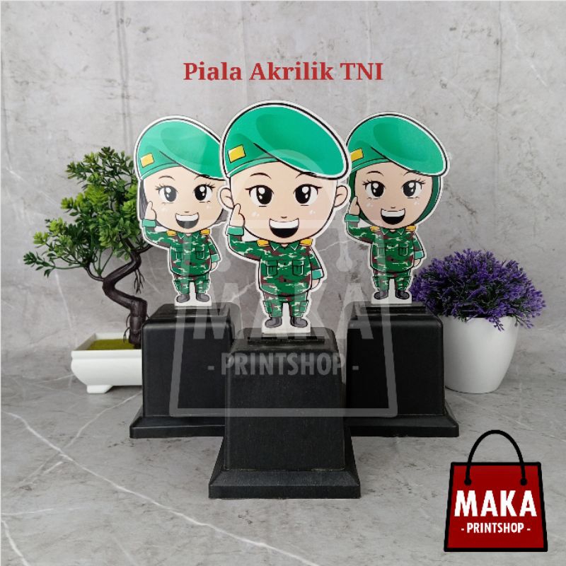 Piala Akrilik (Seragam TNI) - Piala Akrilik TNI - Hadiah Pacar - Kado Ulangtahun - Plakat Murah - Plakat Akrilik