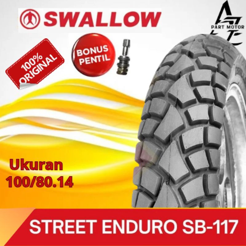 BAN TUBELESS SWALLOW STREET ENDURO 100/80.14 FREE PENTIL