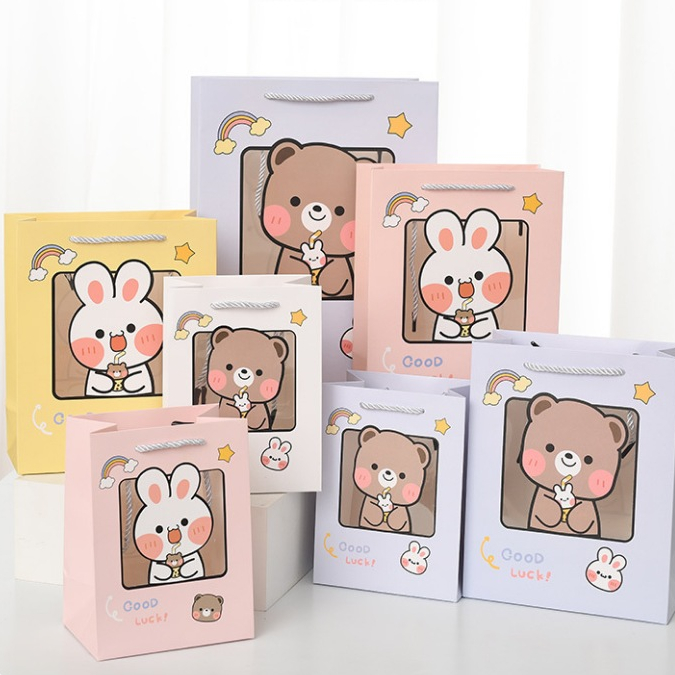 

PAPERBAG WINDOW TRANSPARAN Birthday Thanksgift - Shopping Bag - Paper bag Tas Hampers Ulang Tahun