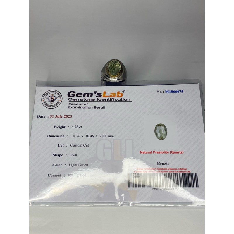 NATURAL GREEN PRASIOLITE QUARTZ RING MONEL DOFF MEMO GLI