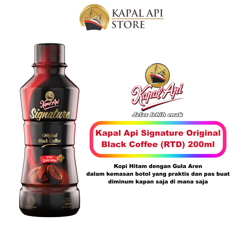 

kapal api signature black coffee 200ml - kapal api kopi hitam signature