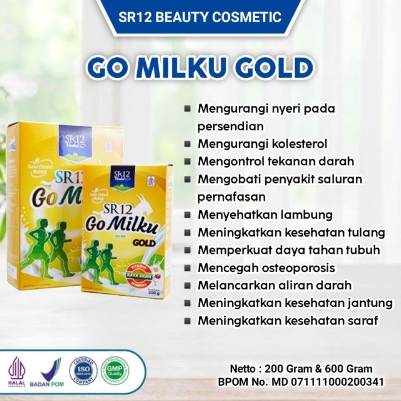 

TANPA GULA !! Go Milku Gold SR12 Susu Kambing Etawa Premium BPOM Halal Atasi Nyeri Sendi Pegal Linu Asam Urat Mengurangi Kolesterol Hipertensi Meredakan Maag Asam Lambung Mengobati Asma Sesak Nafas Mencegah Osteoporosis