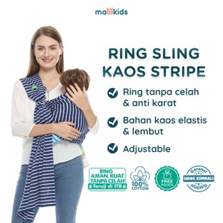 Malilkids Gendongan Bayi Ring Sling Kaos Gasing Stripe