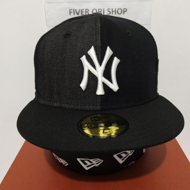 Topi New Era Original 100% 59Fifty Black Patchwork Newyork Yankees New
