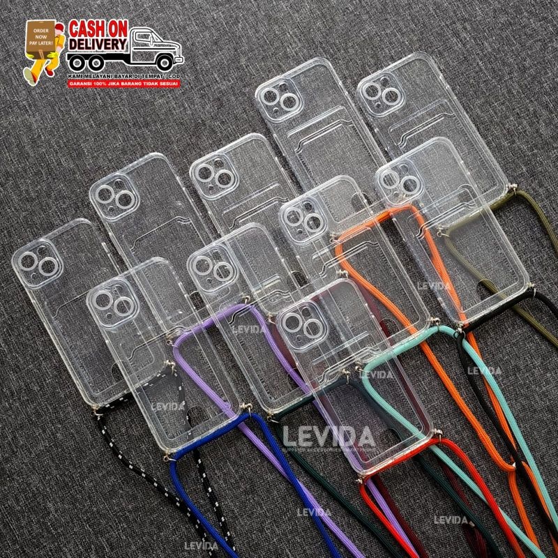 Clear Card Bening Case Slot Kartu Tali Lanyard Iphone 13 Pro