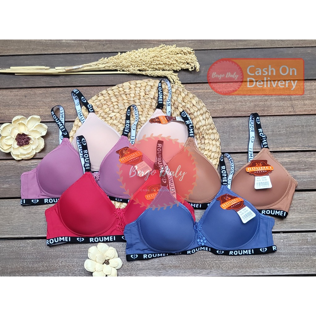(BD) Bra polos bh karet tali tulisan size 34 - 40 busa tipis