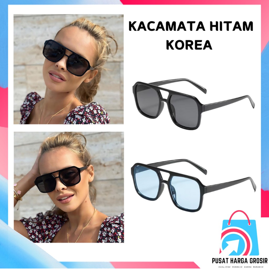 PHG Kacamata Hitam Korea Wanita KC010 Kacamata Retro Klasik Frame Besar Persegi Kaca mata Style Kore