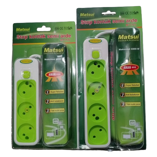 Stop Kontak Kabel SNI 3 Lubang & 4 Lubang Matsui