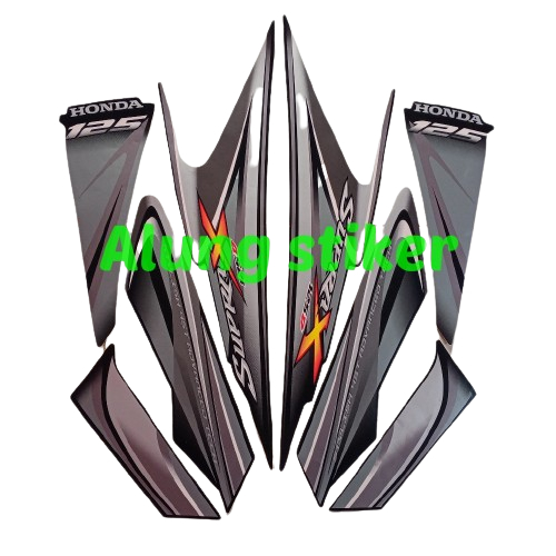 STIKER STRIPING LIS BODY MOTOR HONDA SUPRA X 125 2010 STD FULL HITAM SILVER STANDAR