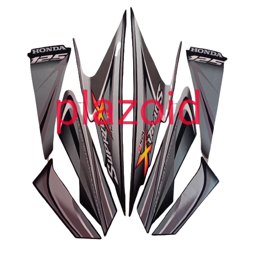 stiker motor striping lis body honda supra x 125 2010 std full hitam-silver