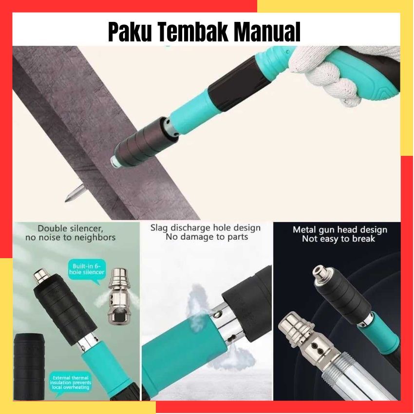 Alat Paku Tembak Beton Kayu Besi Manual Anti Slip Slincer Nail Gun 7.3mm