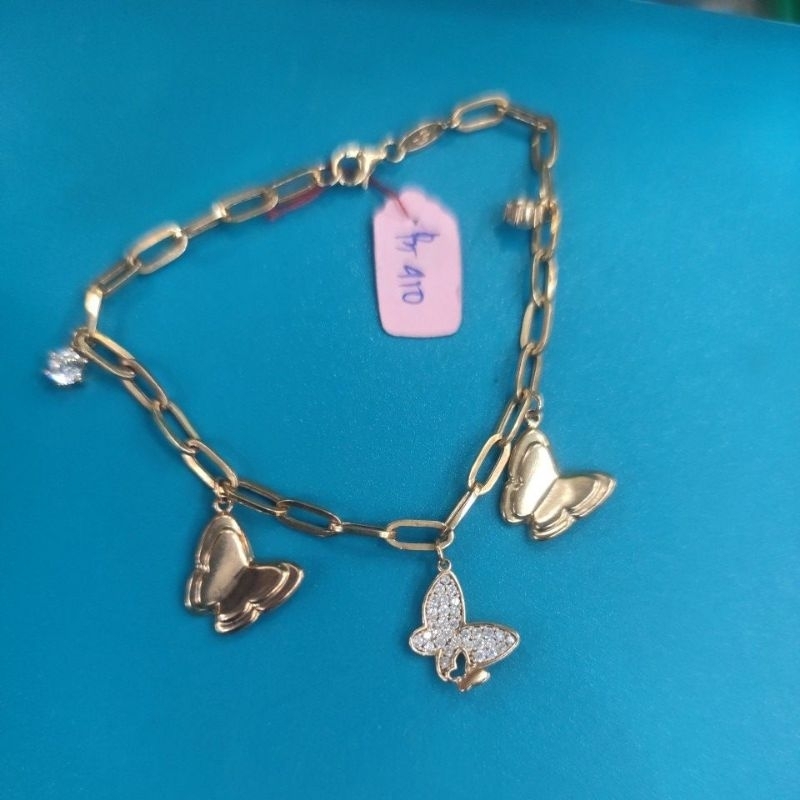 Gelang emas asli model catena variasi kupu kupu kadar 6k