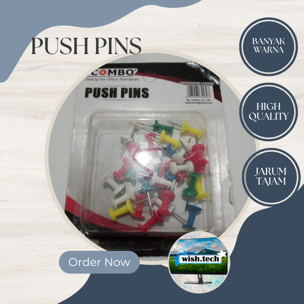 Push Pin / Pines / Pin Board Combo Warna Warni 30 Pcs