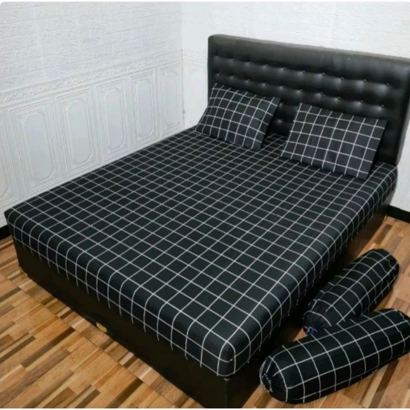 sprei kotak hitam 120x200 | sprei murah kotak aesthetic | sprei motif kotak kotak 90x200 120x200 140