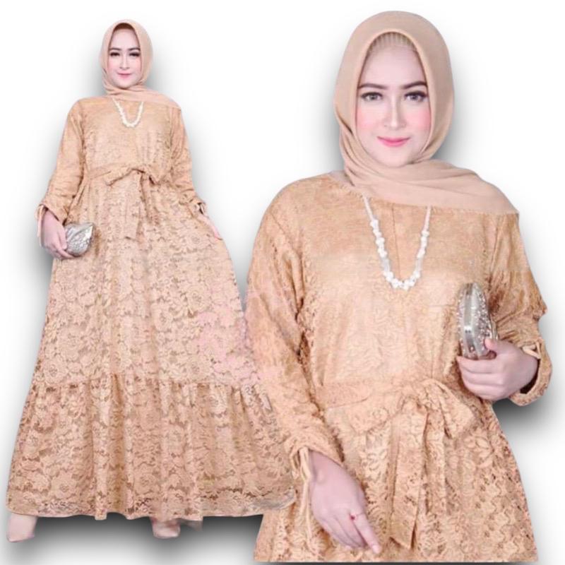 [SIZE JUMBO 5XL] LD110CM-140CM/ MAXI MARINA/ GAMIS BUSUI BRUKAT TULANG GLITER LAPIS FURING